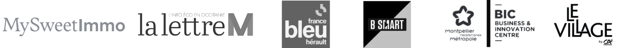Diapositive de plusieurs logos de marques ou média situé à Montpellier.